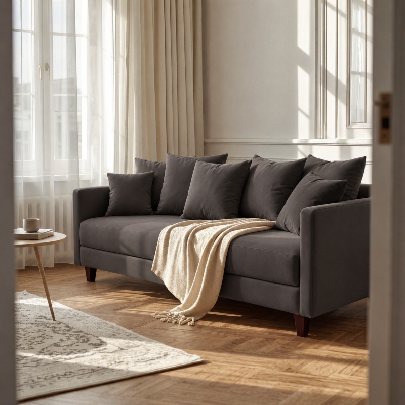 Sofa 3-osobowa z Pojemnikiem LUMI Ciemnoszary Sofotapczan