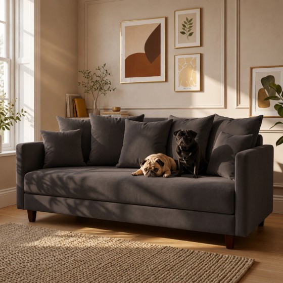 Sofa 3-osobowa z Pojemnikiem LUMI Ciemnoszary Sofotapczan