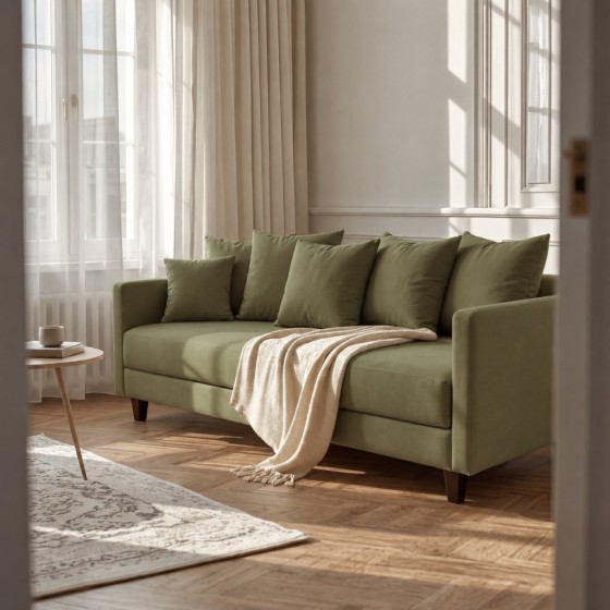 Sofa 3-osobowa z Pojemnikiem LUMI Zielony Sofotapczan