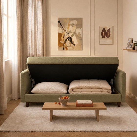 Sofa 3-osobowa z Pojemnikiem LUMI Zielony Sofotapczan