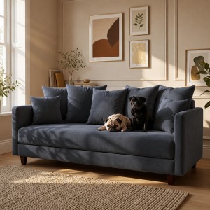 Sofa 3-osobowa z Pojemnikiem LUMI Granatowy Sofotapczan