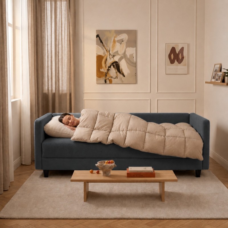 Sofa 3-osobowa z Pojemnikiem LUMI Granatowy Sofotapczan