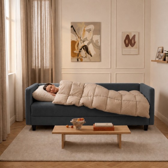 Sofa 3-osobowa z Pojemnikiem LUMI Granatowy Sofotapczan