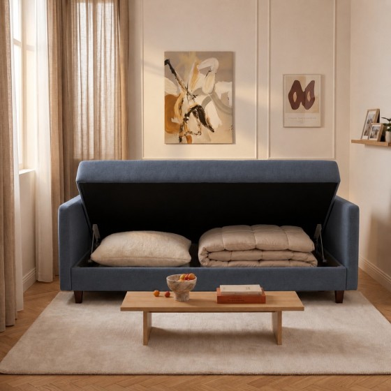 Sofa 3-osobowa z Pojemnikiem LUMI Granatowy Sofotapczan
