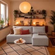 Narożnik z Funkcją Spania BORA L, 3-osobowy, Rozkładany, Sztruks, Bez Podłokietników, Szary