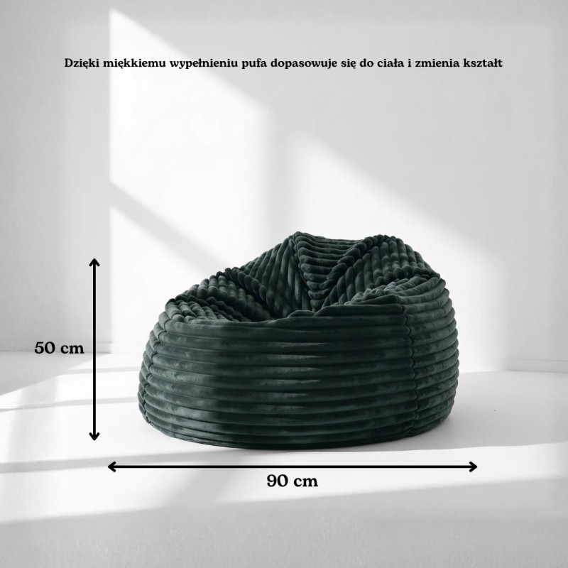 Pufa Worek Butelkowa Zieleń Gruby Sztruks NEST XL