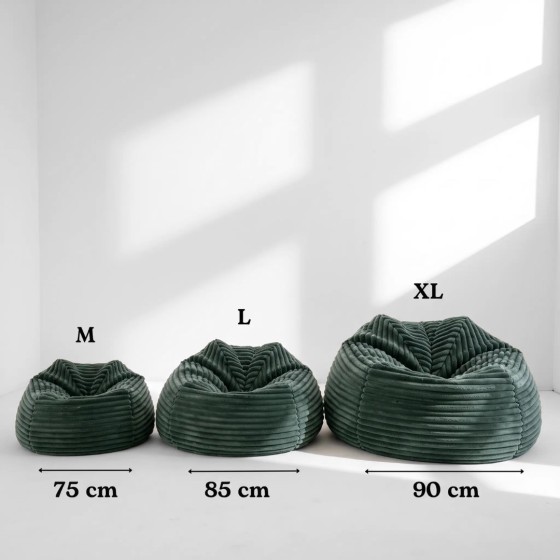 Pufa Worek Butelkowa Zieleń Gruby Sztruks NEST XL