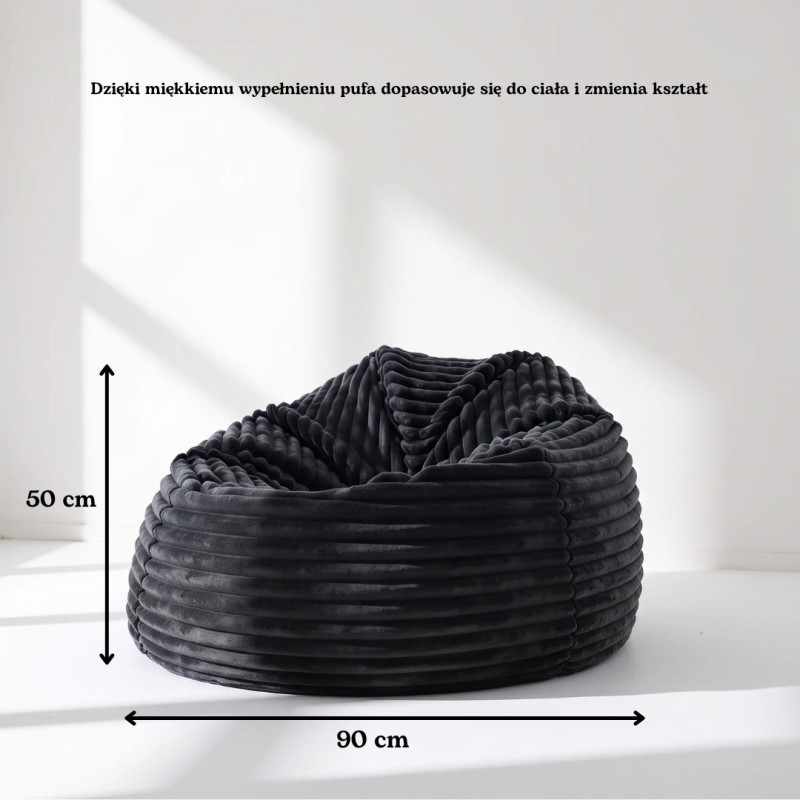 Pufa Worek Czarny Gruby Sztruks NEST XL