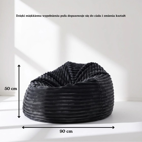 Pufa Worek Czarny Gruby Sztruks NEST XL