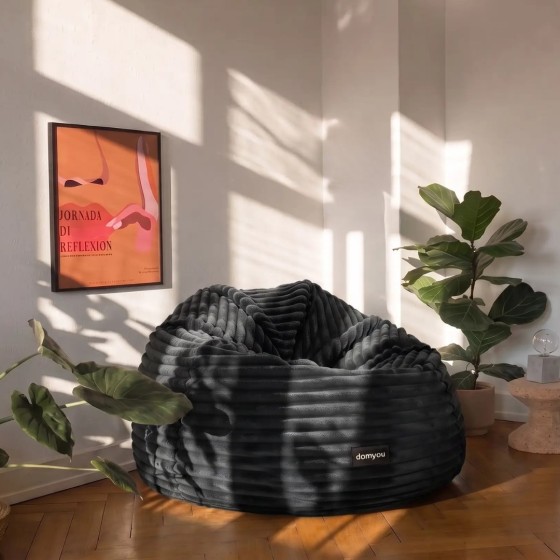 Pufa Worek Czarny Gruby Sztruks NEST XL