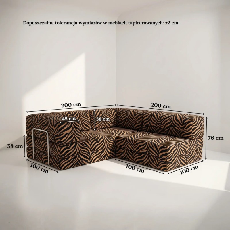 Narożnik 3-osobowy NESTI MINI - Zebra konfigurator