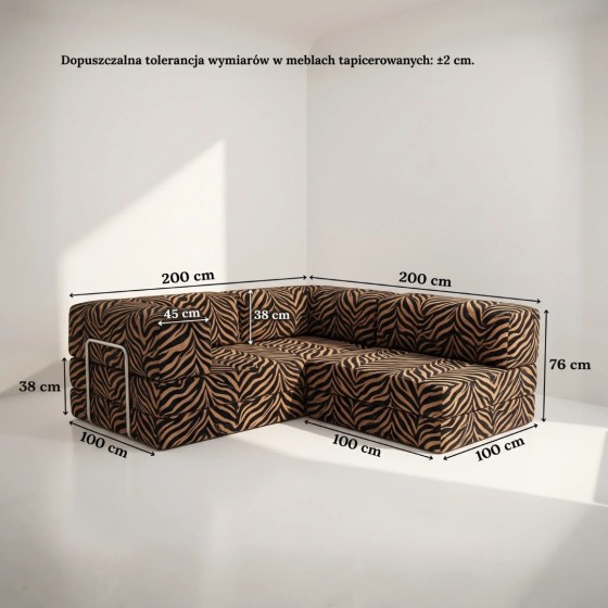 Narożnik 3-osobowy NESTI MINI - Zebra konfigurator