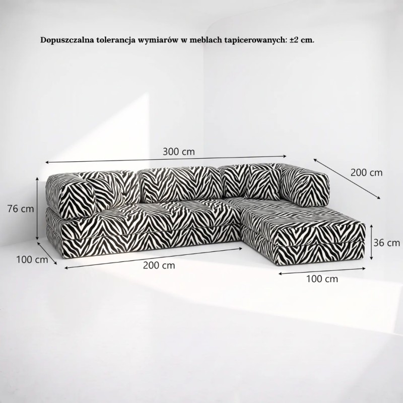 Narożnik 3-osobowy NESTI III - Zebra konfigurator