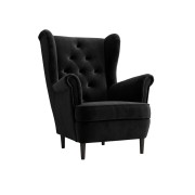 Fotel Uszak Welurowy Glamour Czarny