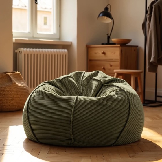 Pufa Worek Zielona Sztruks Boho SACO Nobo