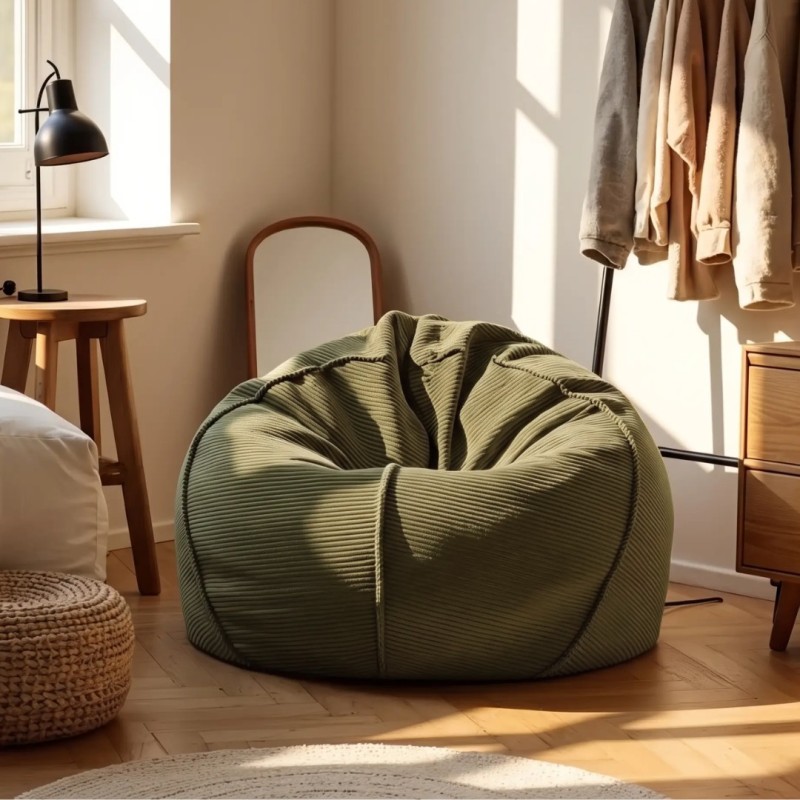 Pufa Worek Zielona Sztruks Boho SACO Nobo