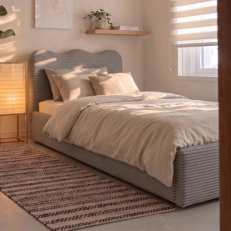 Łóżko tapicerowane 100x200 z pojemnikiem na pościel MONTE - szary sztruks