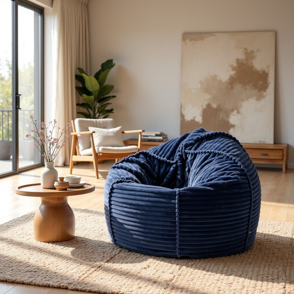 Pufa Worek Granatowy Gruby Sztruks SACO z gruby sztruks w kolorze Granatowa, ujęcie z boku.jpeg